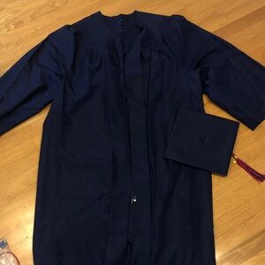 Navy Blue Graduation Gown and Cap